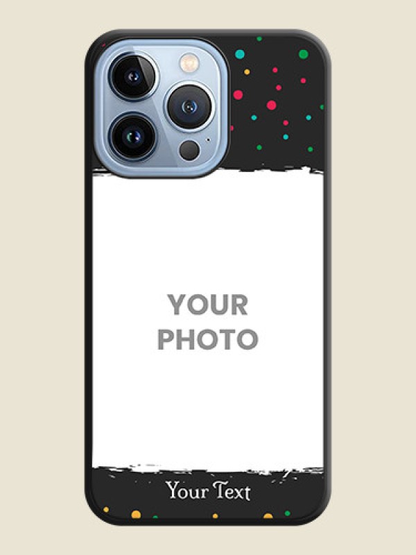 Custom Multicolor Dotted Pattern with Text on Space Black Custom Soft Matte Phone Back Cover - iPhone 13 Pro - alternate view