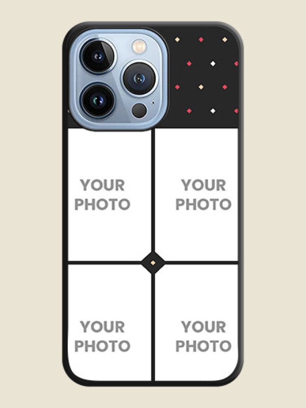 Custom Multicolor Dotted Pattern with 4 Image Holder on Space Black Custom Soft Matte Phone Cases - iPhone 13 Pro - alternate view
