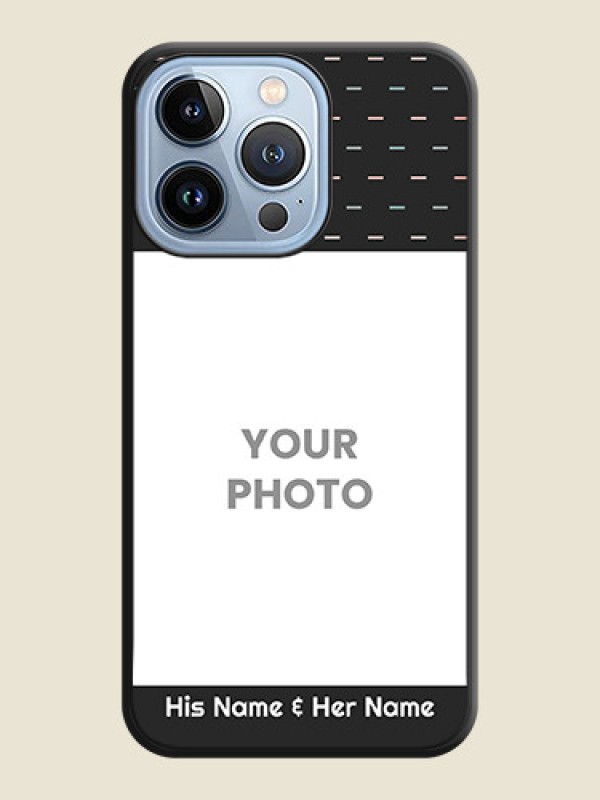 Custom Line Pattern Design with Text on Space Black Custom Soft Matte Phone Back Cover - iPhone 13 Pro - alternate view