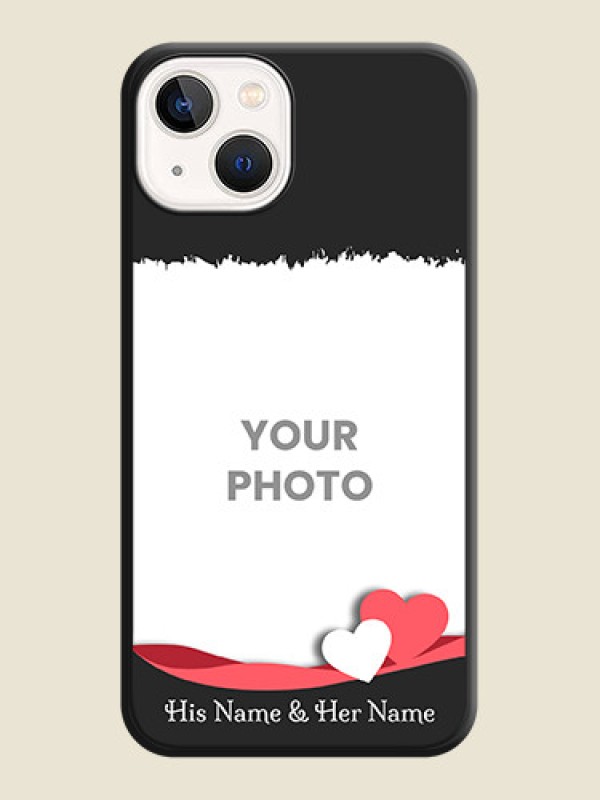 Custom Pin Color Love Shaped Ribbon Design with Text on Space Black Custom Soft Matte Phone Back Cover - iPhone 13 - alternate view
