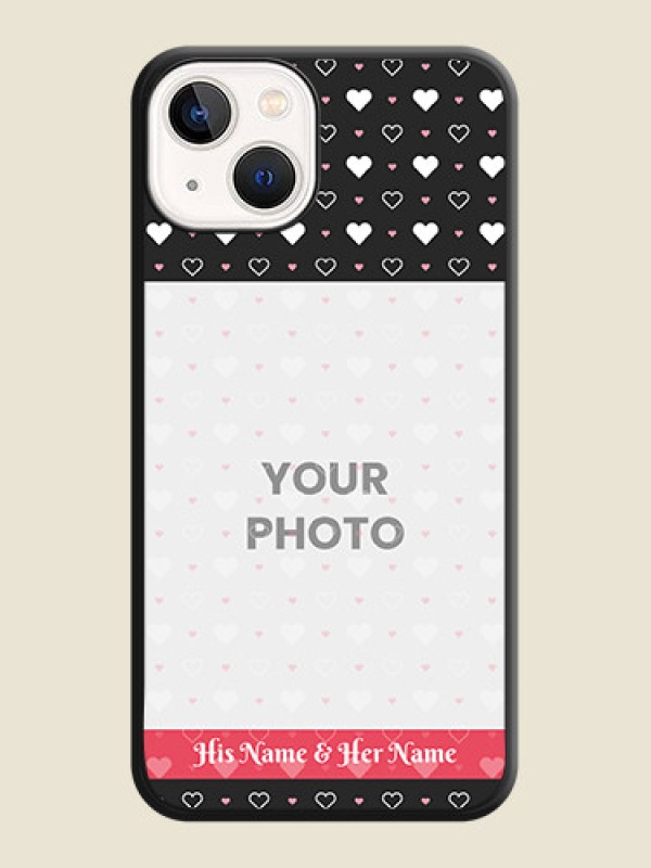 Custom White Color Love Symbols with Text Design on Photo on Space Black Soft Matte Phone Cover - iPhone 13 - alternate view