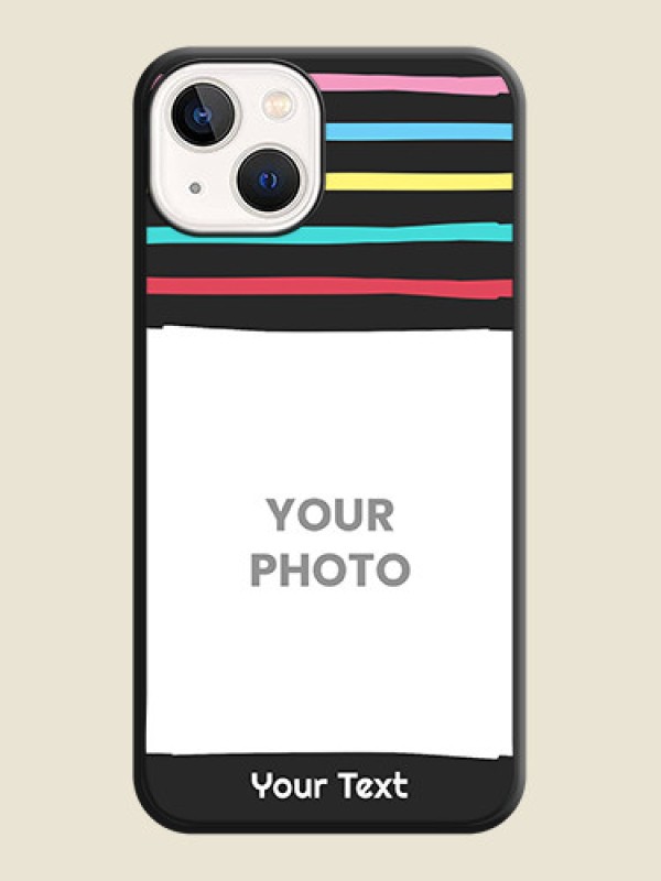 Custom Multicolor Lines with Image on Space Black Personalized Soft Matte Phone Covers - iPhone 13 - alternate view