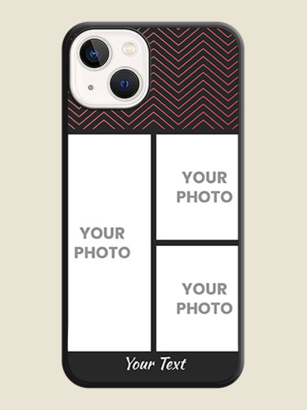 Custom Wave Pattern with 3 Image Holder on Space Black Custom Soft Matte Back Cover - iPhone 13 - alternate view