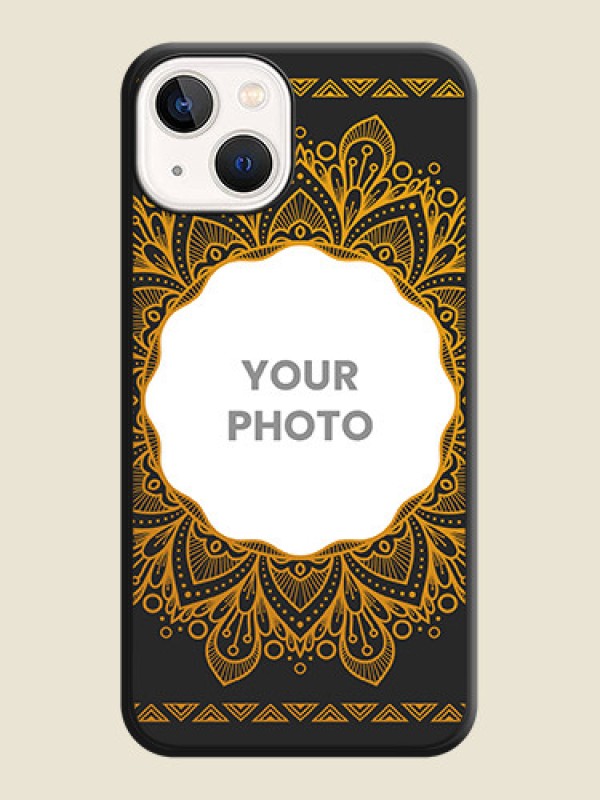 Custom Round Image with Floral Design on Photo on Space Black Soft Matte Mobile Cover - iPhone 13 - alternate view