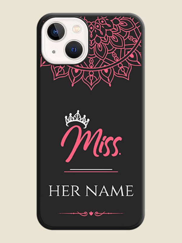Custom Mrs Name with Floral Design on Space Black Personalized Soft Matte Phone Covers - iPhone 13 - alternate view