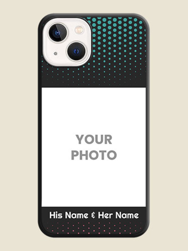 Custom Faded Dots with Grunge Photo Frame and Text on Space Black Custom Soft Matte Phone Cases - iPhone 13 - alternate view