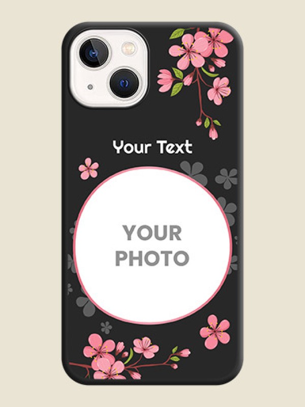 Custom Round Image with Pink Color Floral Design on Photo on Space Black Soft Matte Back Cover - iPhone 14 Plus - alternate view