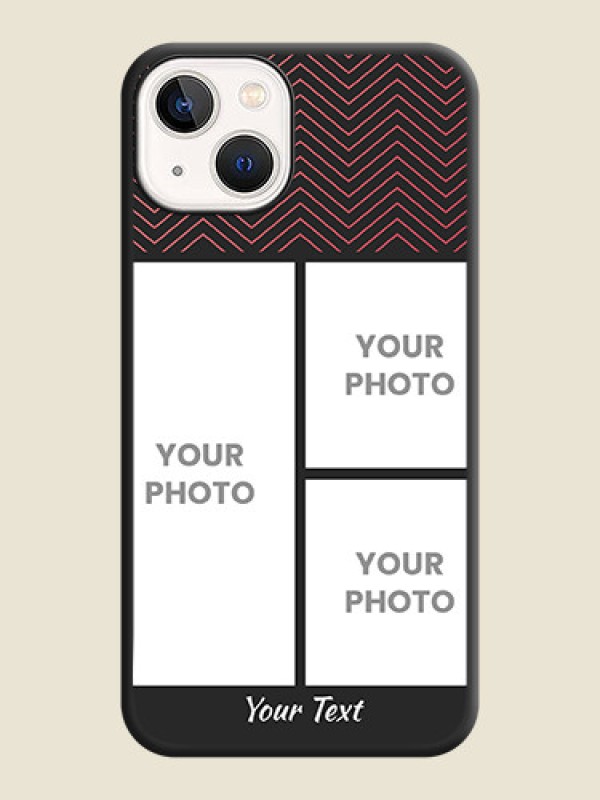 Custom Wave Pattern with 3 Image Holder on Space Black Custom Soft Matte Back Cover - iPhone 14 Plus - alternate view