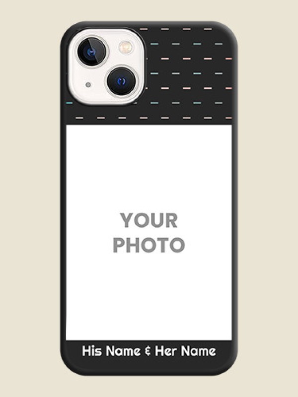 Custom Line Pattern Design with Text on Space Black Custom Soft Matte Phone Back Cover - iPhone 14 Plus - alternate view