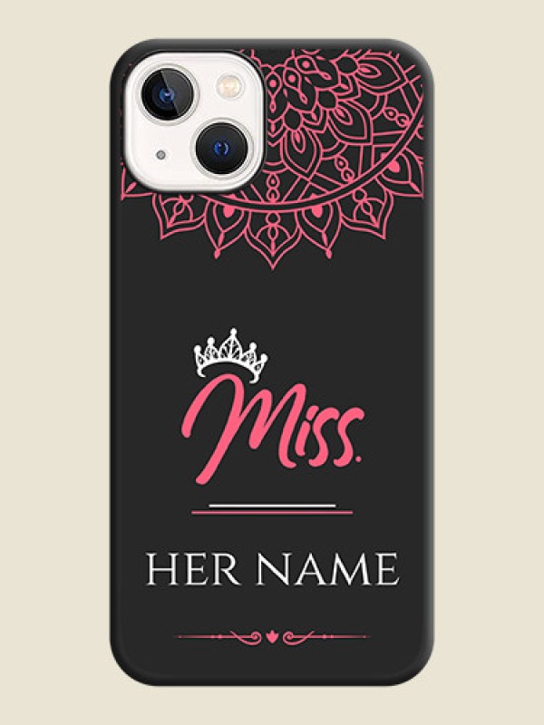 Custom Mrs Name with Floral Design on Space Black Personalized Soft Matte Phone Covers - iPhone 14 Plus - alternate view
