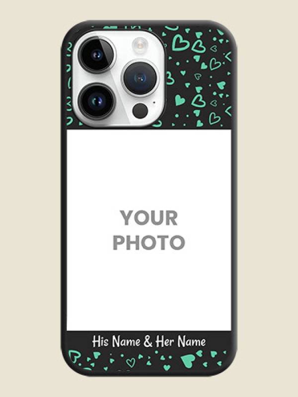 Custom Sea Green Indefinite Love Pattern on Photo on Space Black Soft Matte Mobile Cover - iPhone 14 Pro Max - alternate view