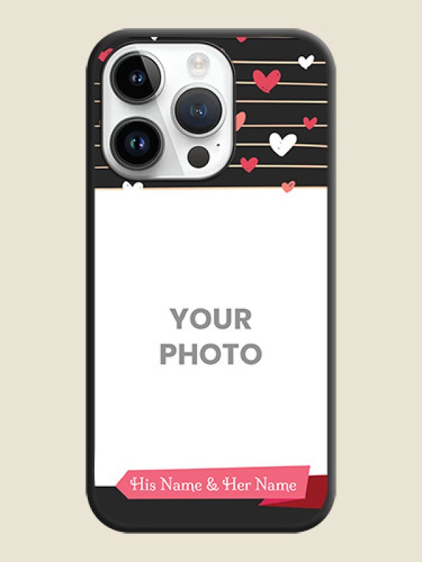 Custom Love Pattern with Name on Pink Ribbon  on Photo on Space Black Soft Matte Back Cover - iPhone 14 Pro Max - alternate view