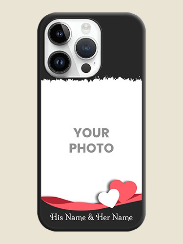 Custom Pin Color Love Shaped Ribbon Design with Text on Space Black Custom Soft Matte Phone Back Cover - iPhone 14 Pro Max - alternate view