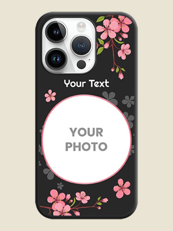 Custom Round Image with Pink Color Floral Design on Photo on Space Black Soft Matte Back Cover - iPhone 14 Pro Max - alternate view