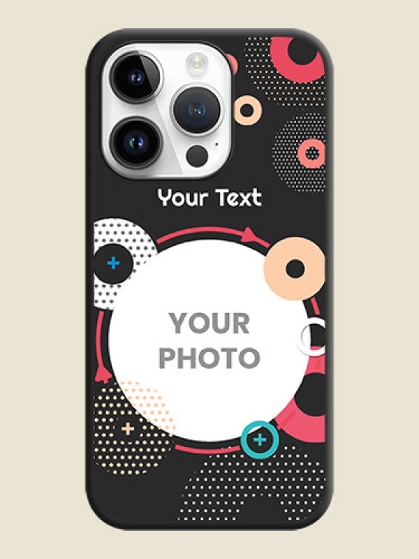 Custom Multicoloured Round Image on Personalised Space Black Soft Matte Cases - iPhone 14 Pro Max - alternate view