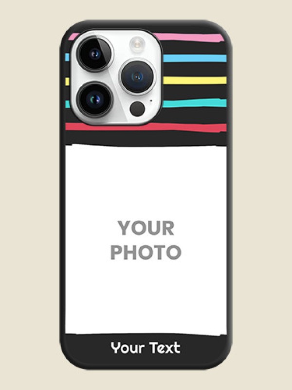 Custom Multicolor Lines with Image on Space Black Personalized Soft Matte Phone Covers - iPhone 14 Pro Max - alternate view