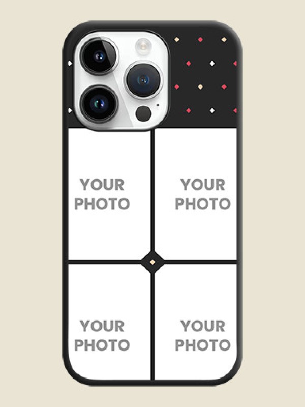 Custom Multicolor Dotted Pattern with 4 Image Holder on Space Black Custom Soft Matte Phone Cases - iPhone 14 Pro Max - alternate view