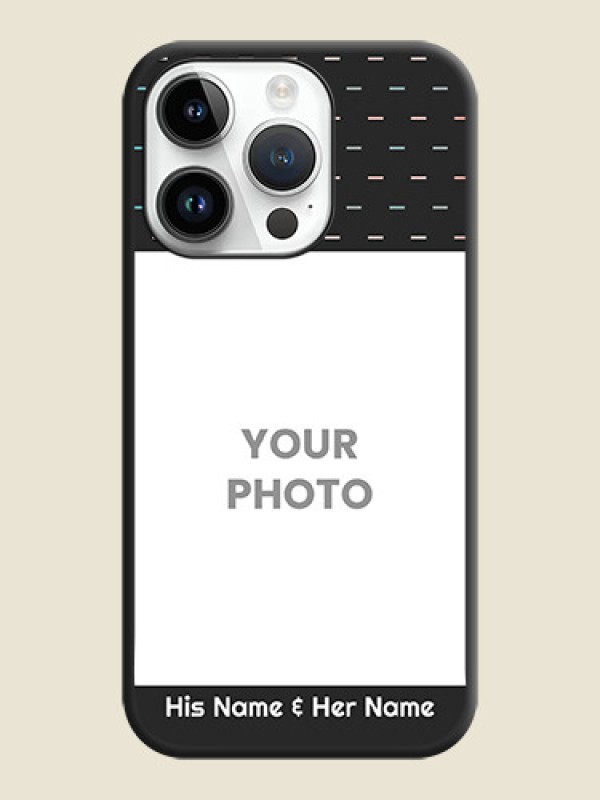Custom Line Pattern Design with Text on Space Black Custom Soft Matte Phone Back Cover - iPhone 14 Pro Max - alternate view