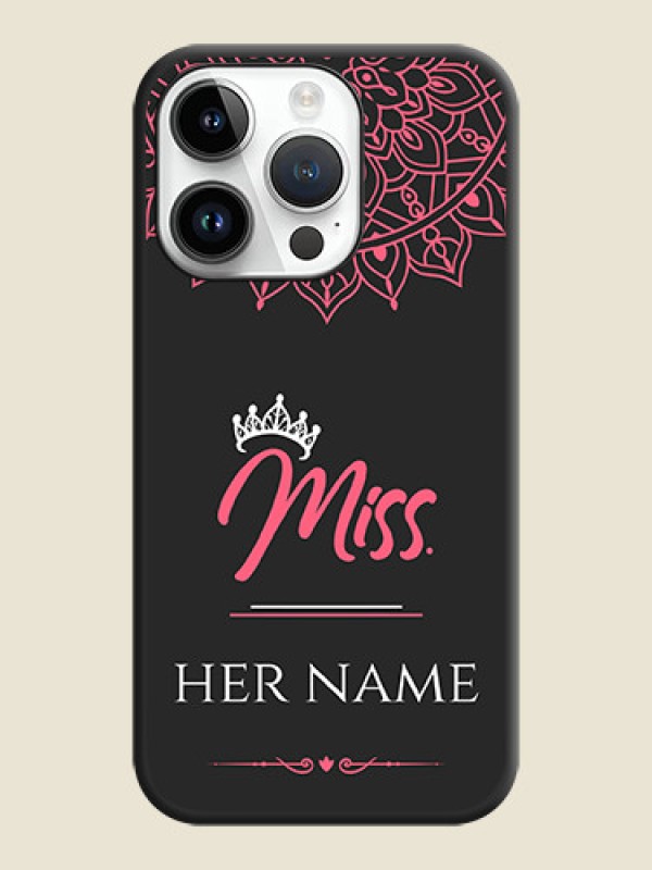 Custom Mrs Name with Floral Design on Space Black Personalized Soft Matte Phone Covers - iPhone 14 Pro Max - alternate view