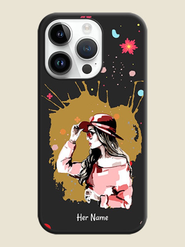Custom Mordern Lady With Color Splash Background With Custom Text On Space Black Personalized Soft Matte Phone Covers -Apple Iphone 14 Pro Max - alternate view