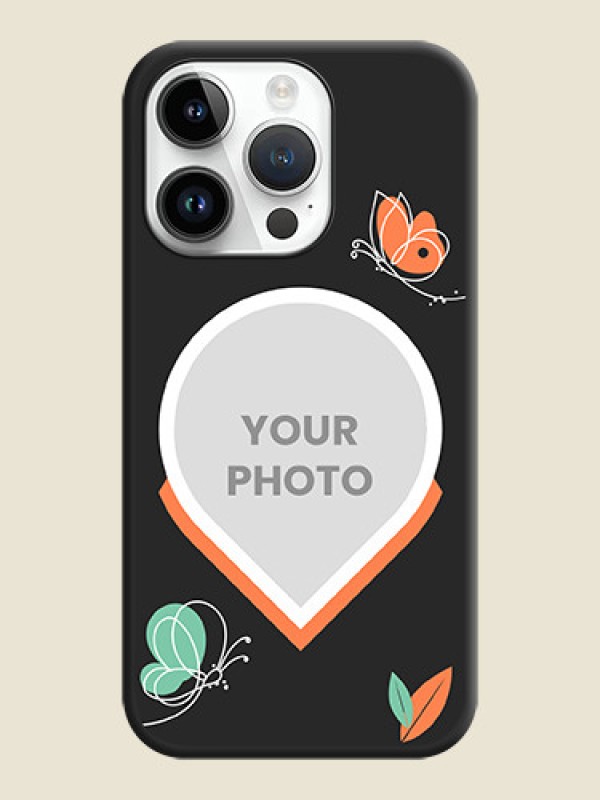 Custom Upload Pic With Simple Butterly Design On Space Black Personalized Soft Matte Phone Covers -Apple Iphone 14 Pro Max - alternate view