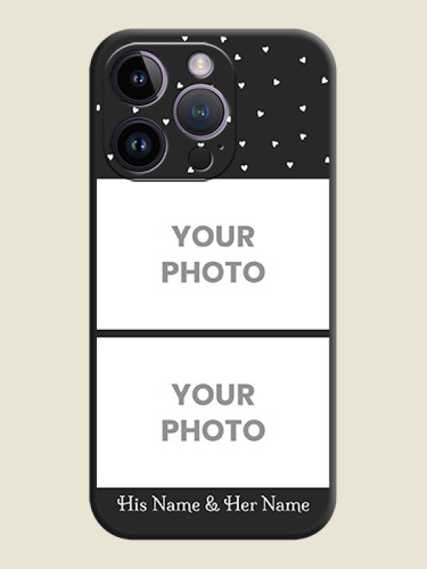 Custom Miniature Love Symbols with Name on Space Black Custom Soft Matte Back Cover - iPhone 14 Pro - alternate view