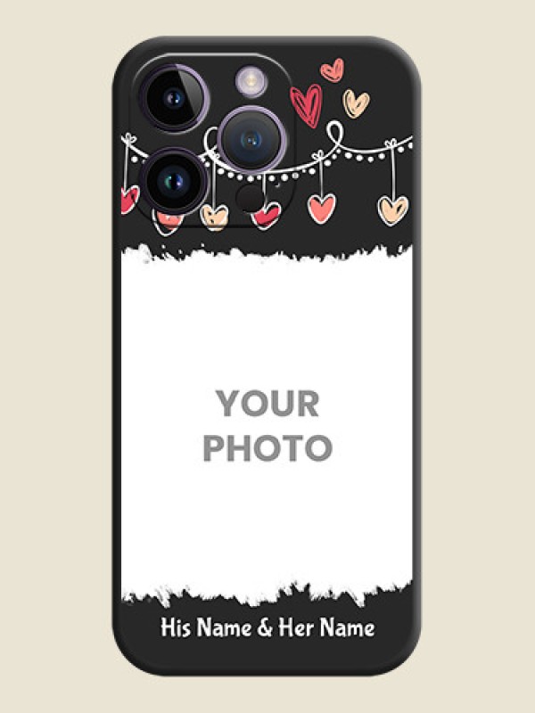 Custom Pink Love Hangings with Name on Space Black Custom Soft Matte Phone Cases - iPhone 14 Pro - alternate view