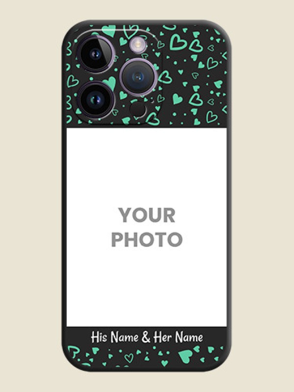 Custom Sea Green Indefinite Love Pattern on Photo on Space Black Soft Matte Mobile Cover - iPhone 14 Pro - alternate view