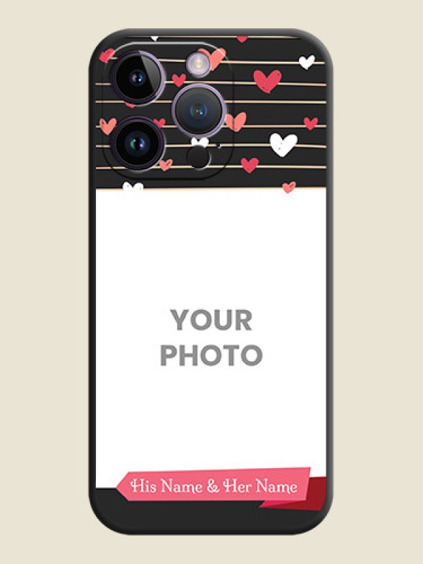 Custom Love Pattern with Name on Pink Ribbon  on Photo on Space Black Soft Matte Back Cover - iPhone 14 Pro - alternate view