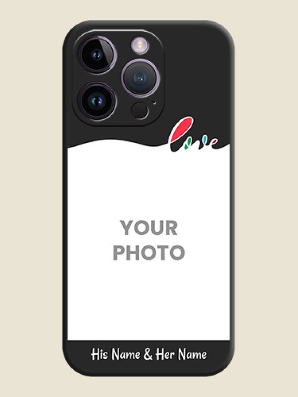 Custom Fall in Love Pattern with Picture on Photo on Space Black Soft Matte Mobile Case - iPhone 14 Pro - alternate view