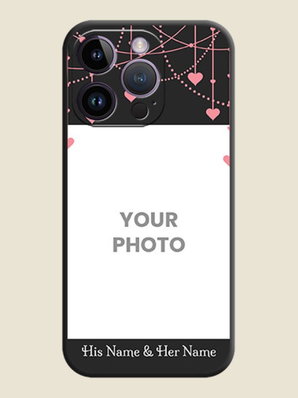 Custom Pink Love Hangings with Text on Space Black Custom Soft Matte Back Cover - iPhone 14 Pro - alternate view