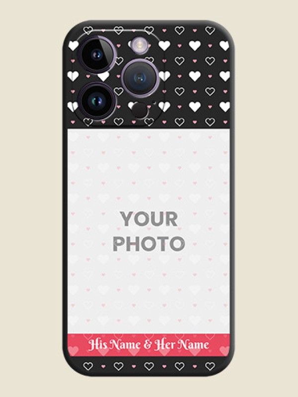 Custom White Color Love Symbols with Text Design on Photo on Space Black Soft Matte Phone Cover - iPhone 14 Pro - alternate view