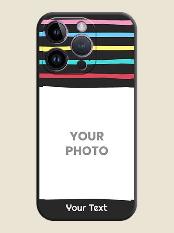 Custom Multicolor Lines with Image on Space Black Personalized Soft Matte Phone Covers - iPhone 14 Pro - alternate view