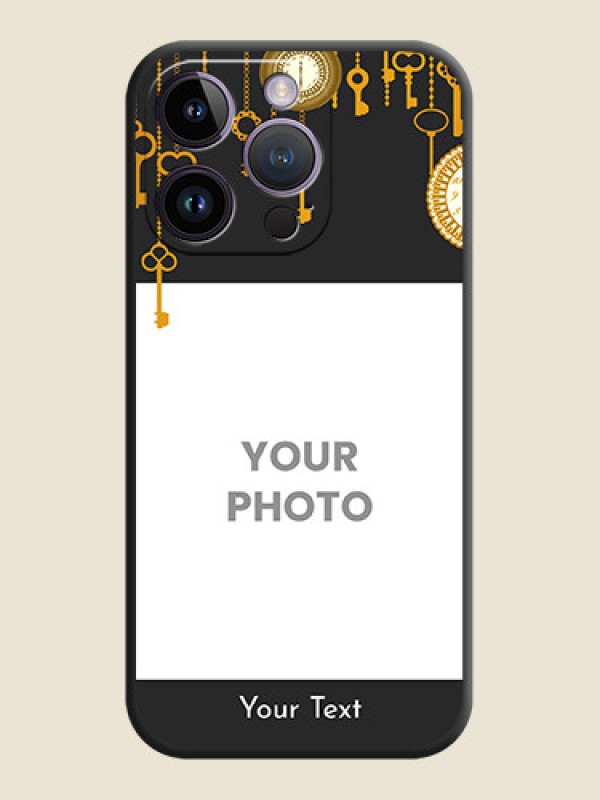 Custom Decorative Design with Text on Space Black Custom Soft Matte Back Cover - iPhone 14 Pro - alternate view