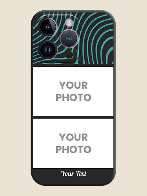 Custom Wave Pattern with 2 Image Holder on Space Black Personalized Soft Matte Phone Covers - iPhone 14 Pro - alternate view