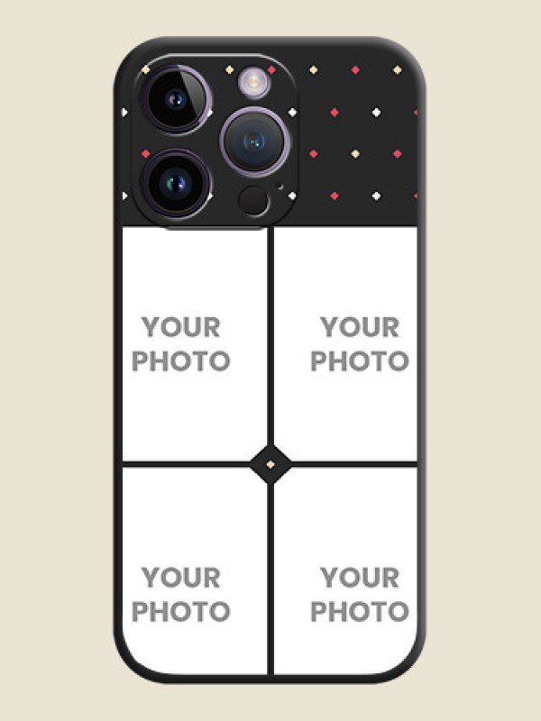 Custom Multicolor Dotted Pattern with 4 Image Holder on Space Black Custom Soft Matte Phone Cases - iPhone 14 Pro - alternate view