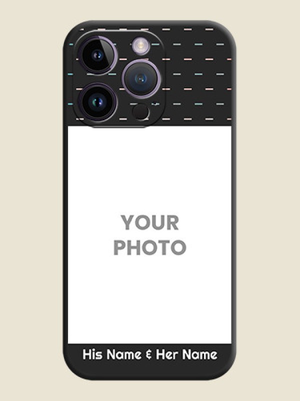 Custom Line Pattern Design with Text on Space Black Custom Soft Matte Phone Back Cover - iPhone 14 Pro - alternate view