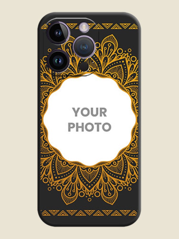 Custom Round Image with Floral Design on Photo on Space Black Soft Matte Mobile Cover - iPhone 14 Pro - alternate view