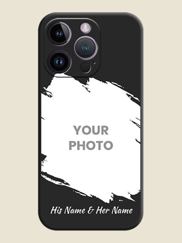 Custom Grunge Brush Strokes on Photo on Space Black Soft Matte Back Cover - iPhone 14 Pro - alternate view