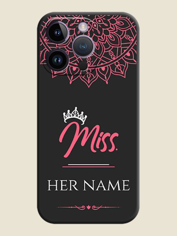 Custom Mrs Name with Floral Design on Space Black Personalized Soft Matte Phone Covers - iPhone 14 Pro - alternate view