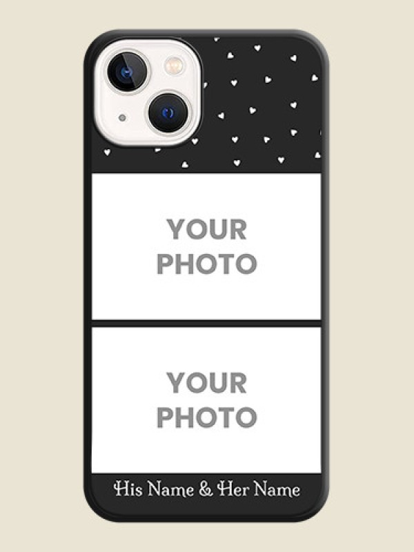 Custom Miniature Love Symbols with Name on Space Black Custom Soft Matte Back Cover - Apple iPhone 14 - alternate view