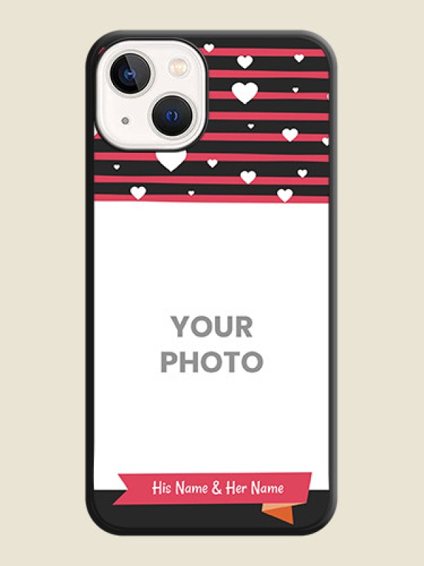 Custom White Color Love Symbols with Pink Lines Pattern on Space Black Custom Soft Matte Phone Cases - Apple iPhone 14 - alternate view