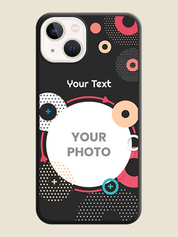 Custom Multicoloured Round Image on Personalised Space Black Soft Matte Cases - Apple iPhone 14 - alternate view