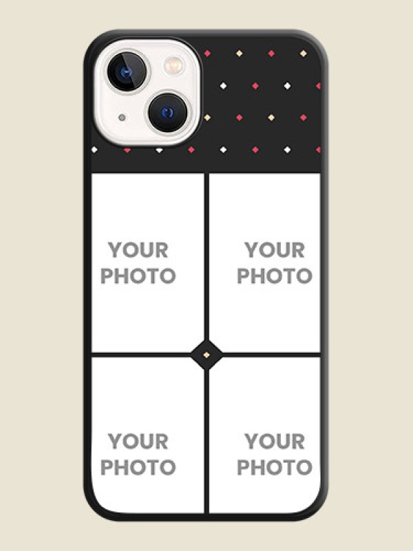 Custom Multicolor Dotted Pattern with 4 Image Holder on Space Black Custom Soft Matte Phone Cases - Apple iPhone 14 - alternate view