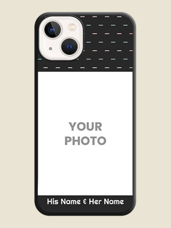 Custom Line Pattern Design with Text on Space Black Custom Soft Matte Phone Back Cover - Apple iPhone 14 - alternate view