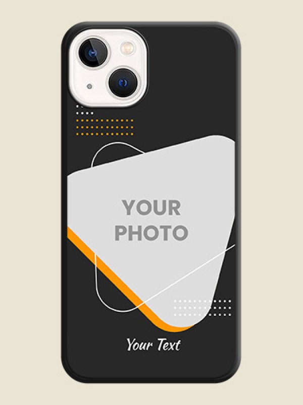 Custom Yellow Triangle on Photo on Space Black Soft Matte Phone Cover - Apple iPhone 14 - alternate view