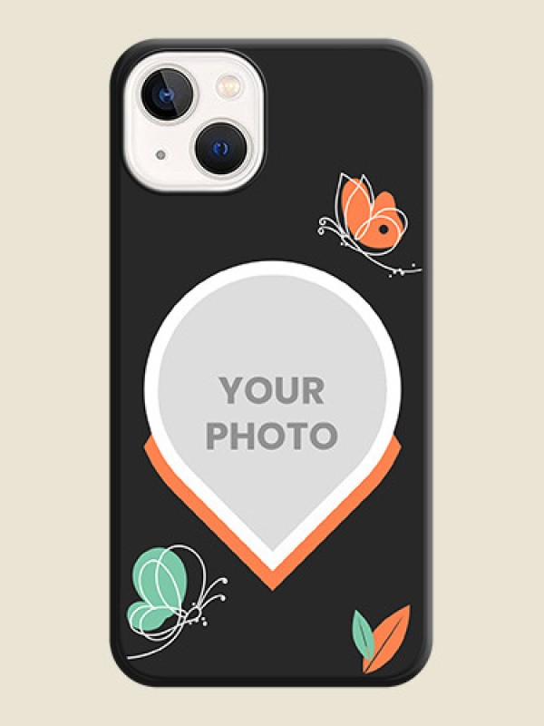 Custom Upload Pic With Simple Butterly Design On Space Black Personalized Soft Matte Phone Covers -Apple Iphone 14 - alternate view
