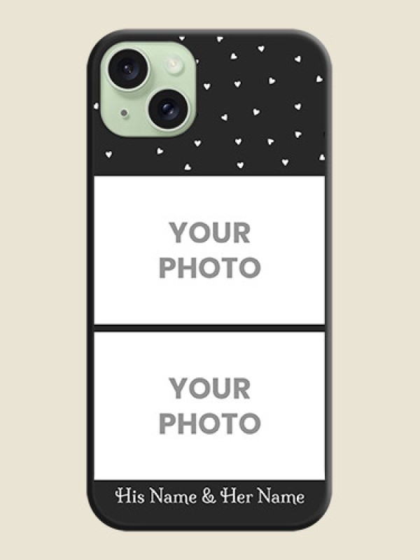 Custom Miniature Love Symbols with Name on Space Black Custom Soft Matte Back Cover - iPhone 15 Plus - alternate view