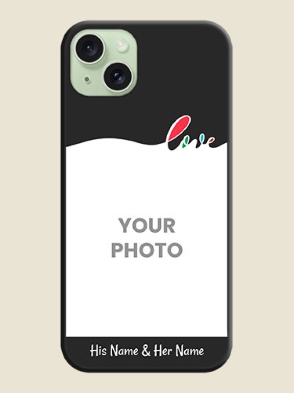 Custom Fall in Love Pattern with Picture - Photo on Space Black Soft Matte Mobile Case - iPhone 15 Plus - alternate view