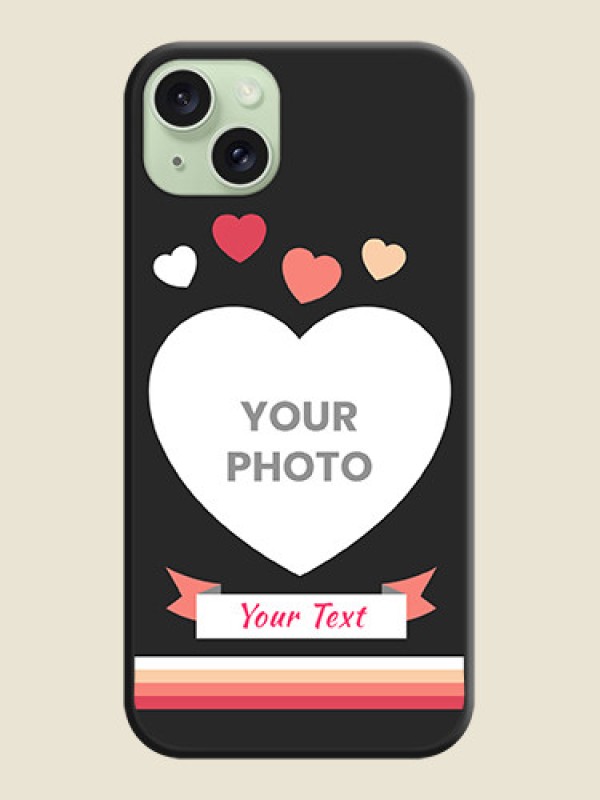 Custom Love Shaped Photo with Colorful Stripes on Personalised Space Black Soft Matte Cases - iPhone 15 Plus - alternate view